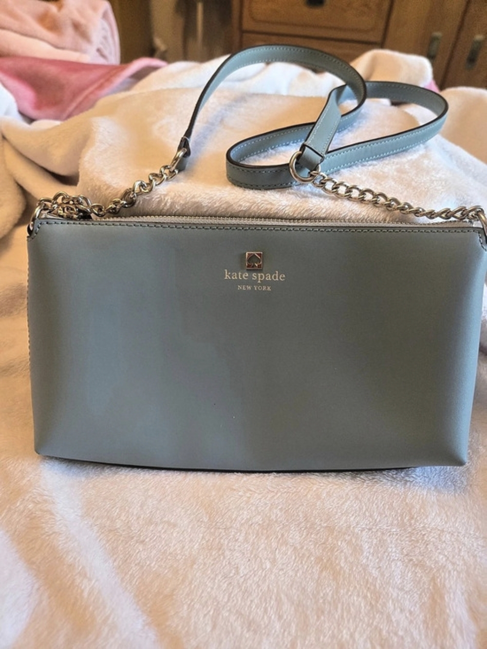 NWOT Kate Spade Sawyer Street Declan Seaside Blue 10×6 Smooth Leather Xbody Bag